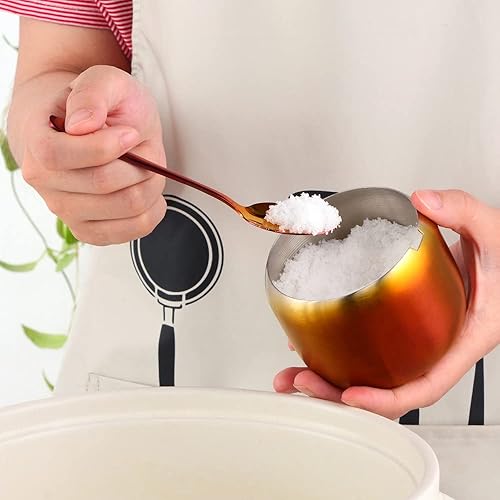 Miniatura 5 de Juego de recipientes para condimentos de acero inoxidable con 2 cucharas, estante para especias, botella para condimentos, sal y pimienta,