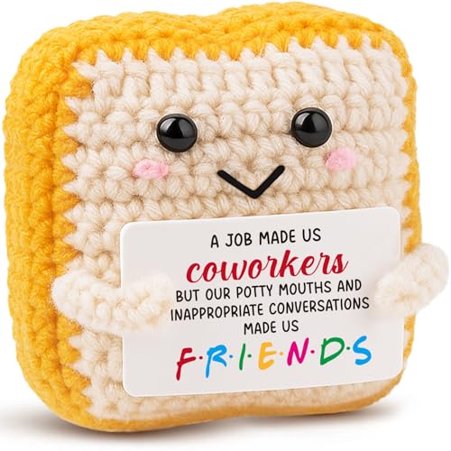 MAMAGIFTREE Funny Coworker Leaving Gifts for Women Men - Crochet Toast for Work Bestie, Friends -...