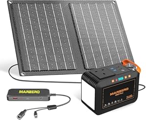MARBERO Solar Generator 26,400mAh Portable Power Station with Solar Panel 21W Included Power Bank with AC Plug Socket 80W (120W MAX) Surge for Home Outages Camping Outdoor Adventure Emergency