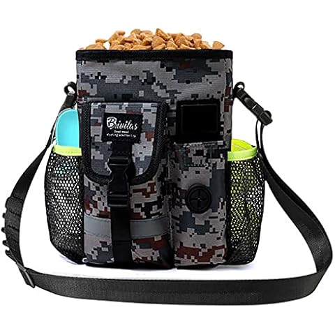 Gihunk Dog Treat Pouch for Training, Pet Treat Pouch, 4 Ways to Wear, Puppy Food Carrier with Multiple Pocket and with Adjustable Belt, with Quick Access to Snacks Toys (Black Camouflage) Cover
