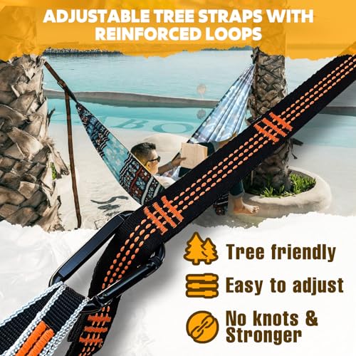 Miniatura 3 de Naturefun Hamaca Ultraligera Para Camping 275x140 Cm 300 Kg De Capacidad De Carga Transpirable Y De Secado Rápido Hamaca 2 Hierro Mosquetones, 2 Eslingas Incluidas Interior Exterior Jardín