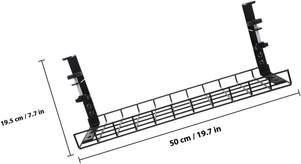 Desk Cable Management Tray Wire Organizer Black 500mm No Drill Cable Holder Large Capacity Cord Storage Rack for Office Desk