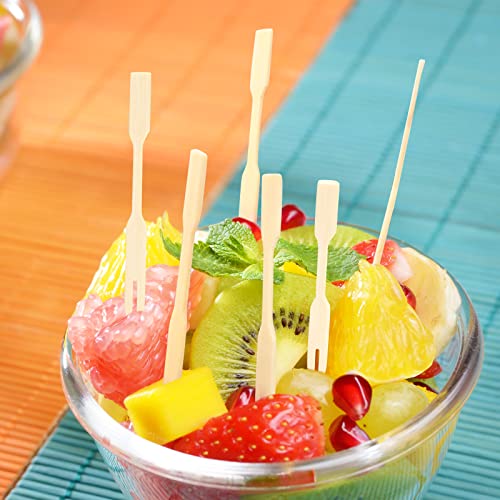 AMEILOZ Mini Bamboo Forks 3.5 Inches, Small Forks Dessert, Cocktail Forks, Double Prong Toothpicks for Appetizer, Disposable Wooden/Wood Food Picks for Charcuterie Board Accessories. 110 PCS
