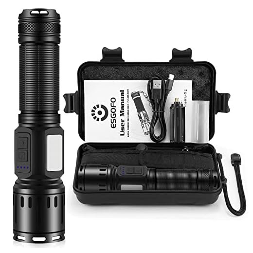 Rechargeable Flashlights High Lumens Long Range, Esgofo High Power 100000 Lumen High Beam LED Handheld Flashlight, Ultra Bright Long Throw USB C Flash Light, Long Lasting, for Camping Hiking Emergency