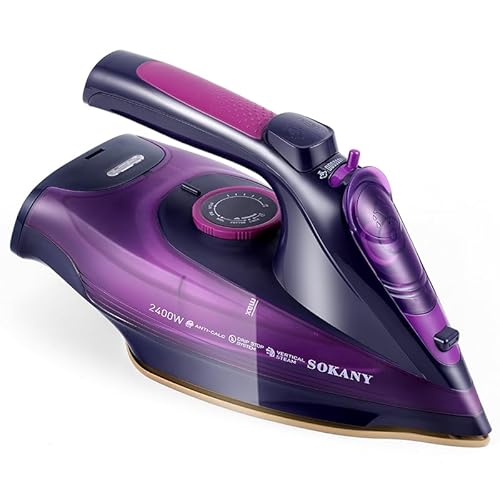 Fer à Repasser, Fer à Repasser Vapeur, Fer à Repasser Sans Fil Avec Semelle en Céramique et Fonction Vapeur Variable, 2400W,Capacité Réservoir D'eau 360ml, (Violet)