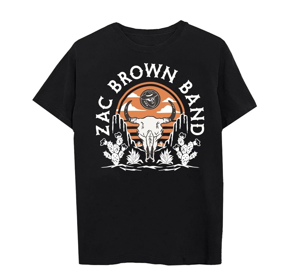 Zac Brown Band Unisex Black -Adult Official Merch Bull Logo Tee, M