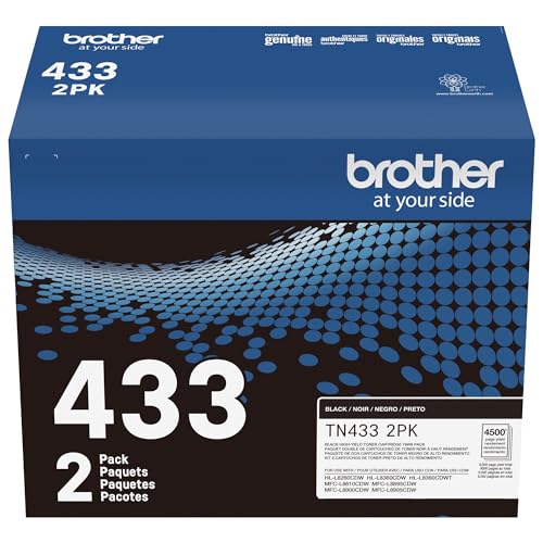 Image of Brother Genuine High-Yield Black Toner Cartridge Twin Pack TN433 2PK (TN4332PK)