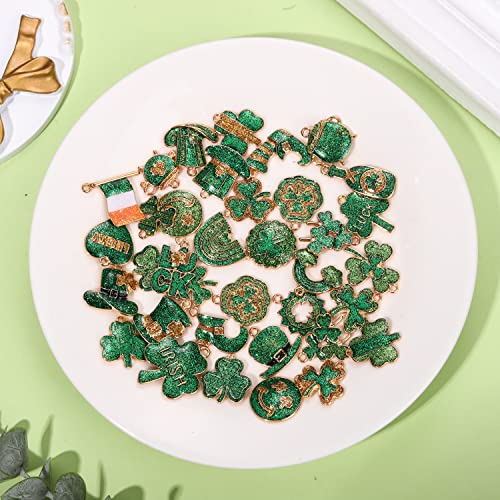 24/36Pcs St. Patrick's Day Charms Green Shamrock Charms For Jewelry Making Assorted Irish Flag Hat Rainbow Pendent Charms For Diy Craft Accessories Necklace Bracelet Supplies (36Pcs Green Charms) #TOP3