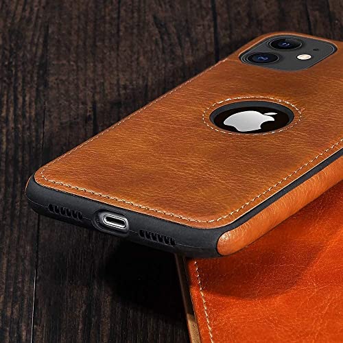 Image of M7 Back Cover Compatible with iPhone 12 Flexible Slim Leather Case for iPhone 12 (Brown)