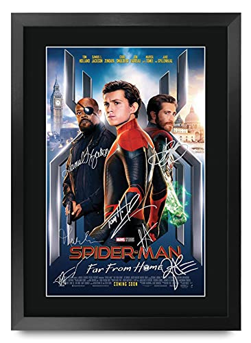 HWC Trading Spider-Man: Far From Home Movie Poster Tom Holland Signed 16 x 12 inch Framed Gift Spiderman Spider Man Printed Autograph Film Print Photo Picture Display - 16 x 12 Framed