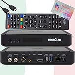 TiVuSat Carte 4K UHD + DIGIQuest Q80 Récepteur Satellite 4K H.265 S2+T2 HEVC Set-Top Box, Récepteur TiVuSat certifié avec Carte (ACTIVÉE), Mediaplayer, WebRadio, USB, câble HDMI HTS