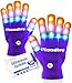 The Noodley Flashing LED Light Gloves - Kids Size and Teen Size - Extra Batteries - Kids Toys (Small, Purple)
