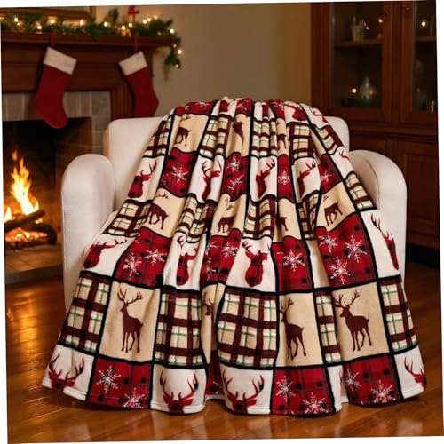 Couverture de Noël plaid buffalo en flanelle 130x150cm motif cerf - 3