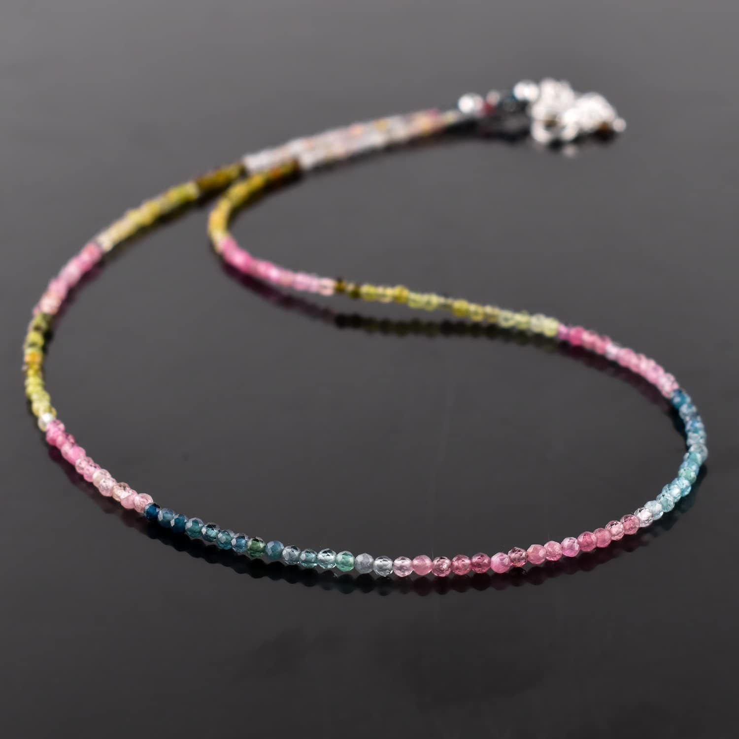 Yanara Necklace For Women Trendy Chains Stone Beads Real Chakra Crystals Handmade Jewelry in Silver Plated 18 inches Adjustable Chain Perfect Gift For Her