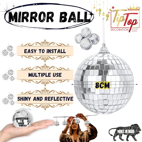 Image of Premium Mirror Disco Ball Hanging Party Centerpieces (Handmade) (8 cm (3 pcs) (3 inch))