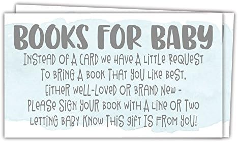 50 Blue Watercolor Books for Baby Shower Request Cards - Invitation Inserts - Boy Baby Shower