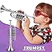 Lewtemi Set of 2 Musical Instruments Include Toy Trumpet and Saxophone Set Plastic Trumpet Educational Christmas Toy Home School Music Gift, Color Keys(Silver)