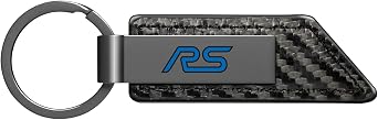 iPick Image for Ford Focus RS PU Leather Carbon Fiber Texture Strap Black Metal Bar Key Chain - Official Licensed