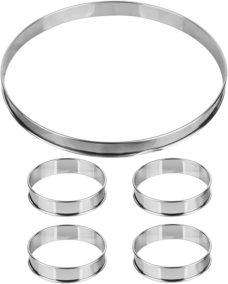 Guowall 5 Pcs English Muffin Rings set, Nonstick Metal Crumpet Rings Round Mold, Stainless Steel Double Rolled Tart Ring for Homemade Food Baking Tool