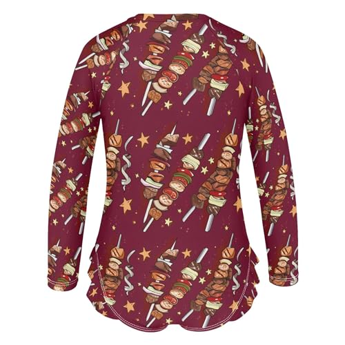 Kebab Girls Long Sleeve Rashguard Swimsuit UV Protection One-Piece Swimwear Bathing Suit B04047253