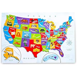 Image of U.S. Puzzle Map of The United States with 44 Magnetic Pieces (19 x 13 Inches)
