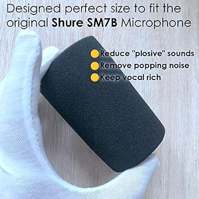 RK Pop Filter Perfectly Compatible with Sure SM7B, SMdB, SM7A, MV7 and Similar Podcast Mics Thick Foam Windscreen Cover Replacement Avoid Noise Against Plosives, High Density Black