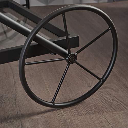 Christopher Knight Home Perley Indoor Traditional Iron Bar Cart With Tempered Glass Shelves, Black #TOP4