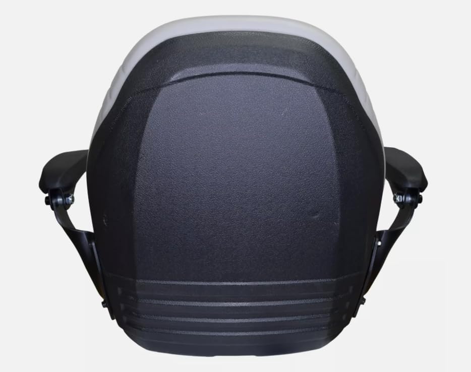 Tractor Seat Compatible with Ford New Holland Boomer, T, TC, TZ and Workmaster Series Tractors; Gray; includes Flip-up Bracket, Arm Rests, Waterproof Vinyl, Drain Hole