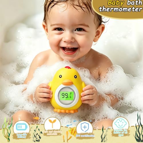 Baby Bath and Room Thermometer, Adorable Chick-Shaped Floating Digital Water Thermometer with Instant Accurate Reading for Bathtub, ±18℉ Accuracy, Smart Auto On/Off, Baby Bath Essentials — 사진 5