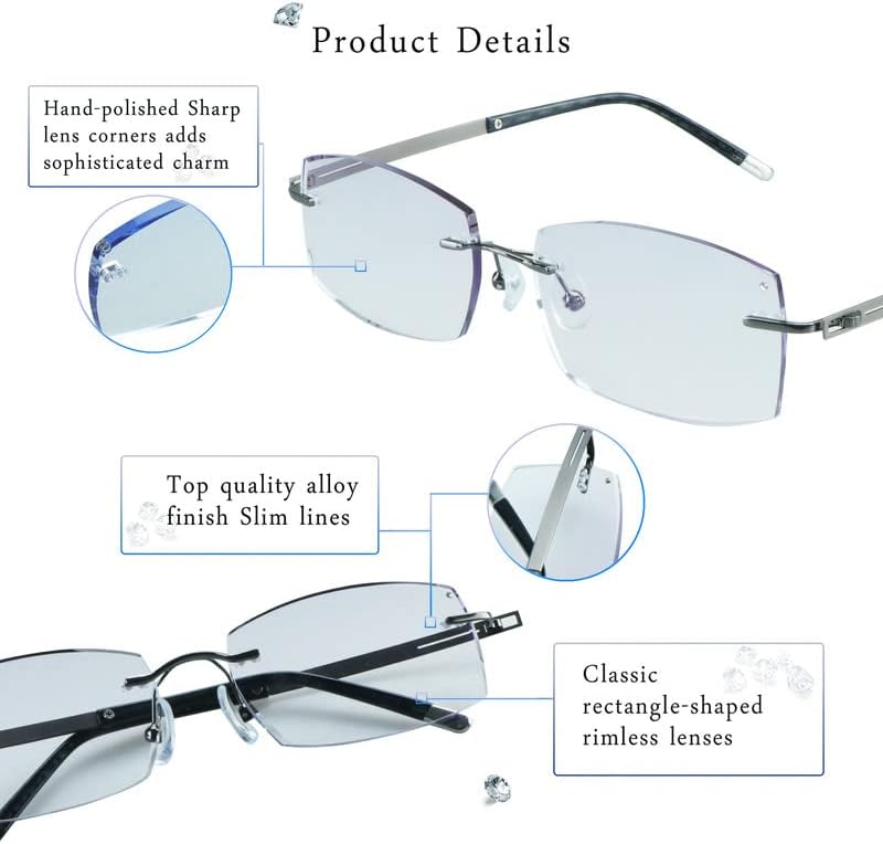 Miniatura 2 de LifeArt Lentes de bloqueo de luz azul, lentes de lectura para computadora, anti rayos azules, reducen la fatiga ocular, marco sin montura tintada