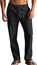 Men's Summer Cotton Linen Trousers Lightweight Yoga Summer Large Size Elastic Sports Trousers M-2XL