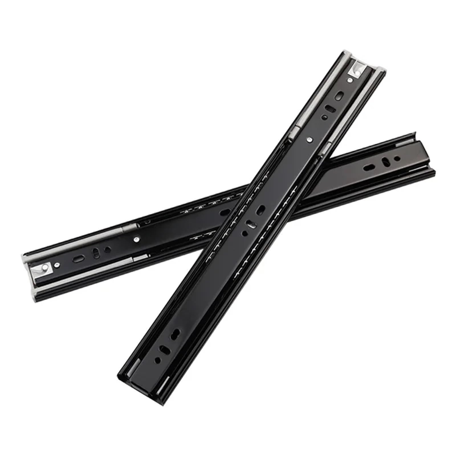 Drawer Slides 2Pcs Buffer Damping Drawer Sliding Thickened Three Section with Silent Steel Ball Track for Cabinet Guides Wardrobe Rail(Black 10X25cm)