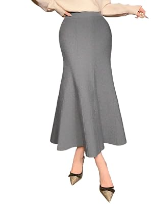 Womens Trendy Skirt Elegant Solid Color Long Skirt Fall Clothing