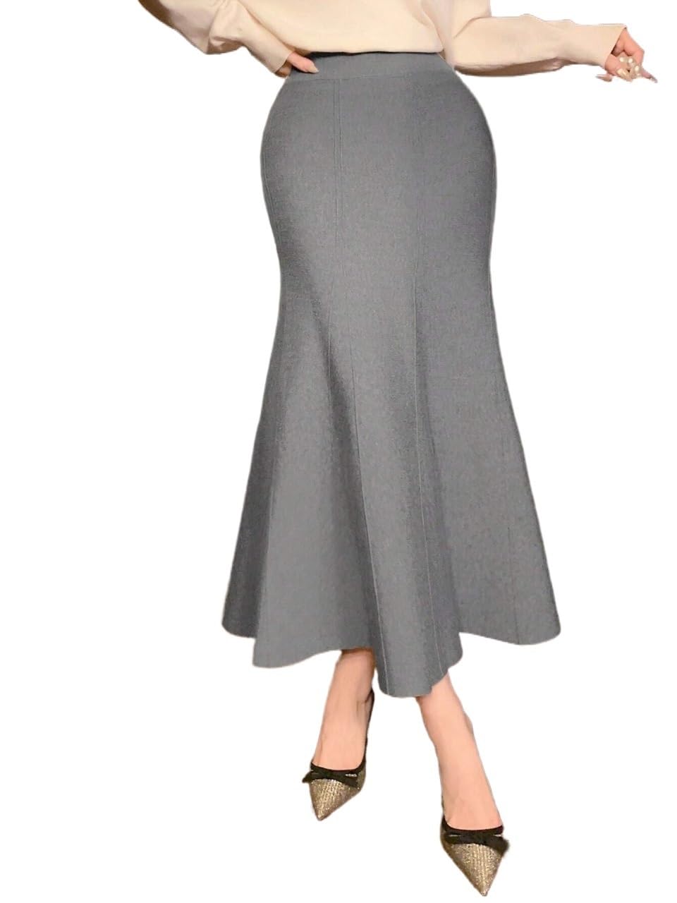 Womens Trendy Skirt Elegant Solid Color Long Skirt Fall Clothing