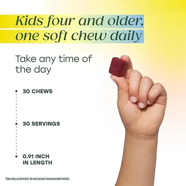 MegaFood Kids One Daily Multivitamin Soft Chews - Kids Vitamins with Vitamin B, Vitamin C, Vitamin D & Vitamin E - Age 4+, Vegetarian, Made Without 9 Food Allergens - Grape Flavor - 30 Chews 5