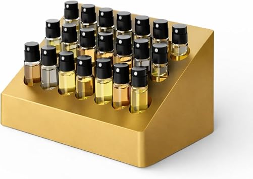 Perfume Sample Organizer for Vanity 2mL Mini Perfume Vial Storage, Fragrance Sample Organizer for Bathroom Counter or Dresser Gold, 2mL - Mini Perfume Sample Vials
