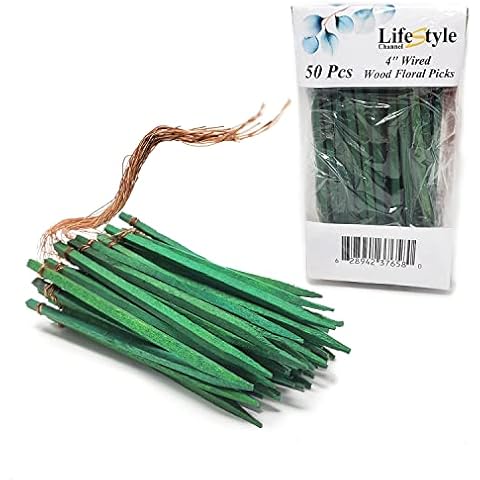 4" Wired Wood Floral Picks 50 Pcs by LifeStyle Channel Cover