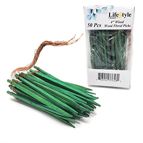 4" Wired Wood Floral Picks 50 Pcs By Lifestyle Channel #TOP2