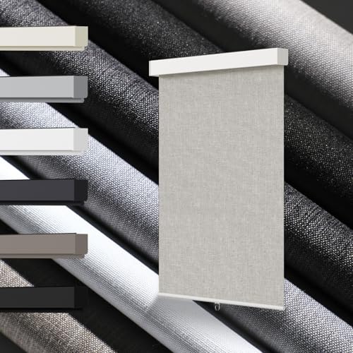 Blindify Blackout Roller Shades, Cordless Roller Blinds for Windows, Thermal Insulated Fabric Window Shades UV Protection for Home, Office, Bedroom, Door, Beige, 24