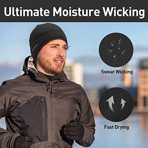 Arcweg Cycling Skull Cap Beanie Winter Cycling Hat Under Helmet for Men Women Running with Ear Cover Windproof Thermal Fleece Cycle Cap for Outdoor Sports Cycling Climbing Skiing