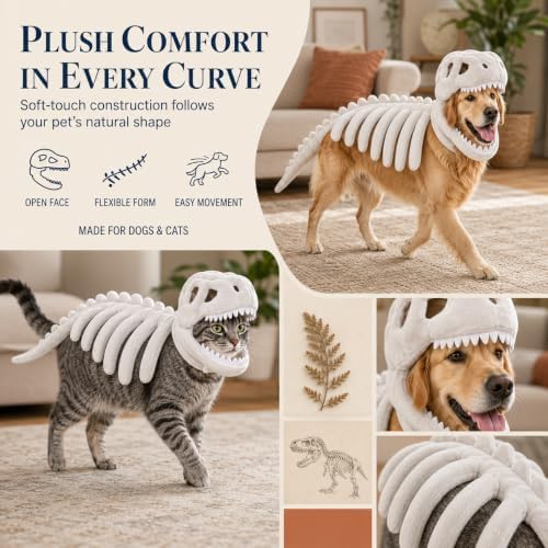 Pet Dinosaur Costume, Dinosaur Skeleton Costume for Dog Halloween Costumes - 3