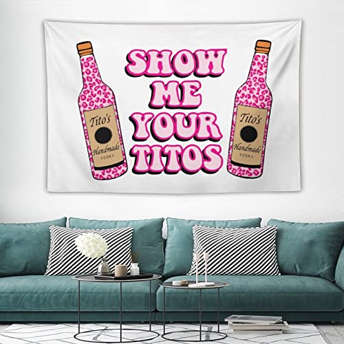 Olymetrix Show Me Your Vodka Hot Pink Leopard Style Funny Tapestries Meme 40''X60'' Tapestry Wall Hanging Flag Banner Wall Art Poster Party Decorative For Home Decor Bedroom College Dorm Living Room #TOP26