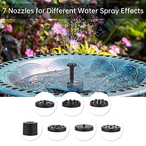 Bomba de agua solar con panel de 3W y 7 boquillas intercambiables 8