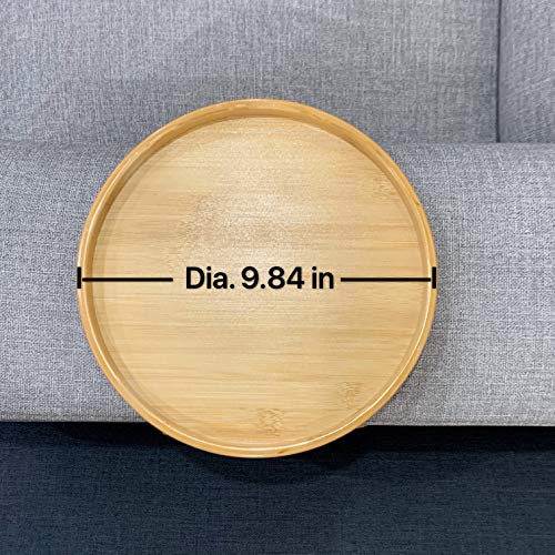 Xchouxer Side Tables Natural Bamboo Sofa Armrest Clip-On Tray, Ideal For Remote/Drinks/Phone (Round) #TOP3