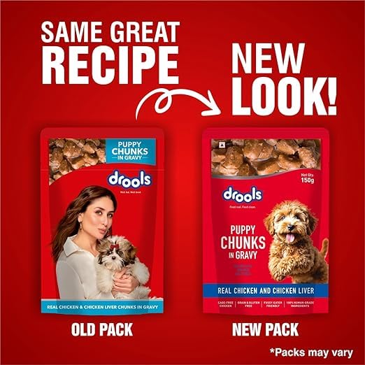 Drools Puppy Wet Dog Food 0.9kg (150g x 6 Packs) | Real Chicken & Chicken Liver Chunks in Gravy | Better Digestibility & Overall Health | Supports Healthy Skin & Coat | Maintains Joint Health 3