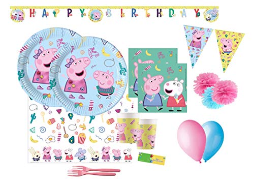 DECORATA PARTY Kit N 54 ADDOBBI Compleanno Peppa Pig Coordinato TAVOLA Posate