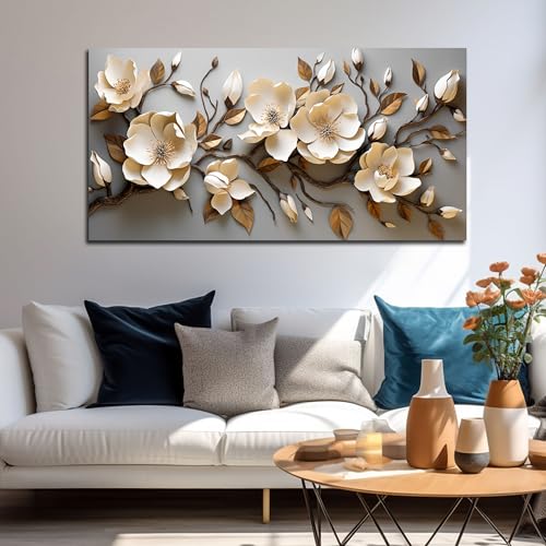 TYTAUPT Flower Pictures Wall Art for Bedroom Modern Art Wall Decor for Bedroom White and Gold Canvas Print Wall Art Large Size 29 x 58 Inch by TYTAUPT - Image 7