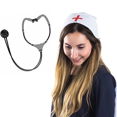 Funny Party Hats Nurse Costume Accessories - Nurse Costume Cap & Stethescope White