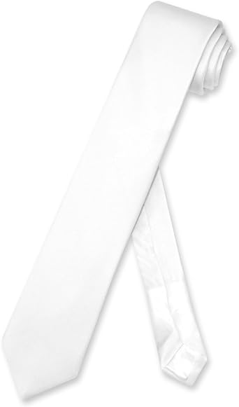 Biagio 100% SILK Narrow NeckTie Skinny WHITE Color Mens 2.5" Neck Tie