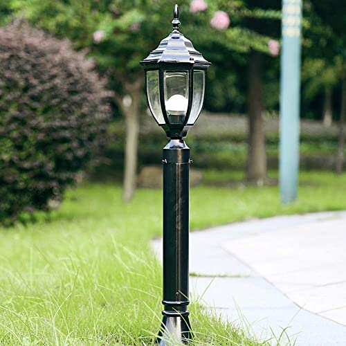Lámpara de pie para exteriores E27, farola de cristal impermeable y columna de aluminio 4
